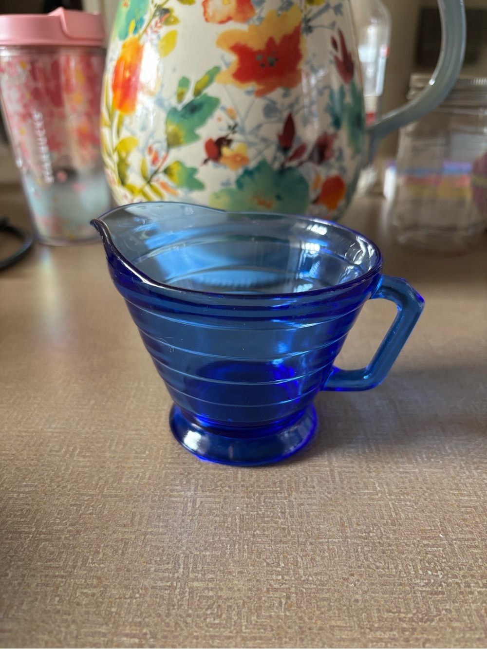 Cobalt Blue Glass Creamer Pitcher - Elegant Table Serveware